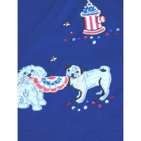 QUACKER FACTORY Embroidered Dog Lover Jersey Tunic Royal Blue Jeweled Sz 3X - Picture 9 of 16